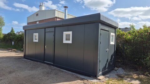 Sanitärcontainer von Hacobau für Wohnmobilplätze Sanitärcontainer von Hacobau für Campingplätze