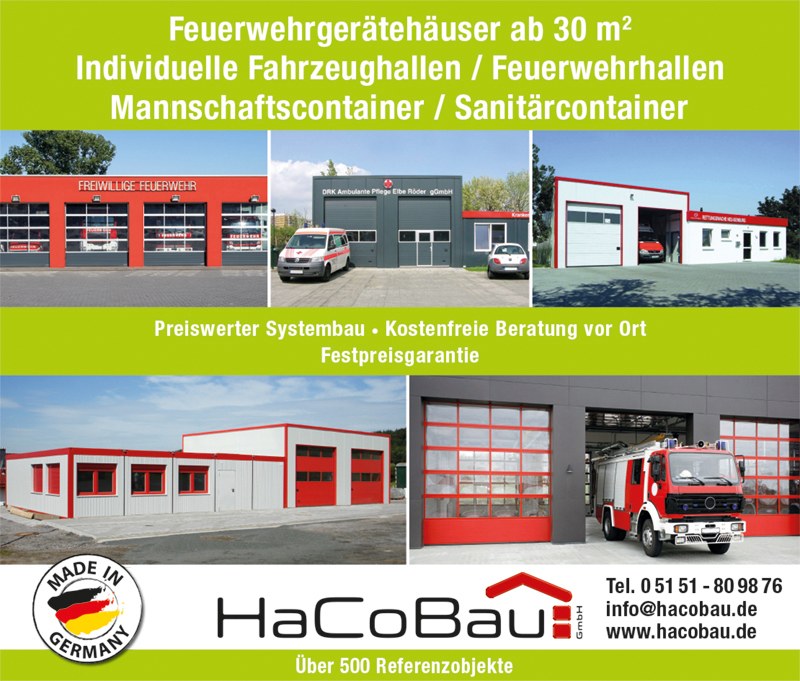 Feuerwehrgerätehäuser ab 30m² - Individuelle Fahrzeughallen - Feuerwehrhallen - Mannschaftscontainer - Sanitärcontainer