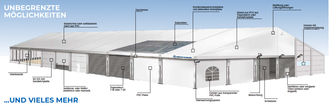 Zelthallen und Lagerzelte günstig bauen mit Hacobau GmbH