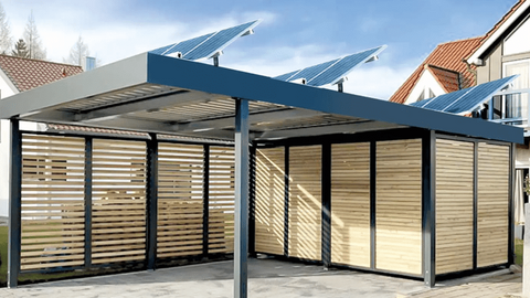 Photovoltaikanlage auf Fertigcarports von Hacobau GmbH Solaranlage für Stahlcarportdächer von Hacobau