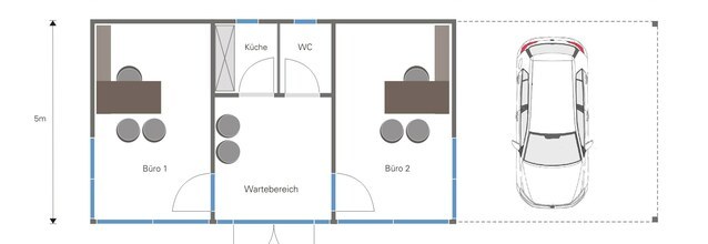 Bürocontainer als Verkaufsscontainer für Autohäuser