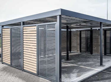 Fertigcarport mit individuellen Wandelemente von Hacobau Stahlcarport aus verschiedenen Wandelementen