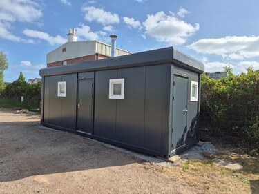 Sanitärcontainer von Hacobau für Wohnmobilplätze Sanitärcontainer von Hacobau für Campingplätze