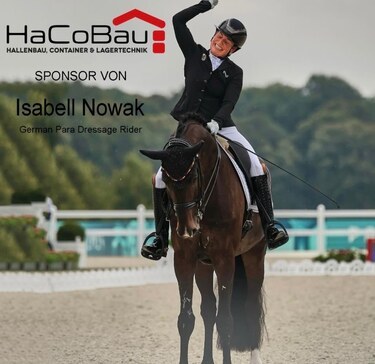 Hacobau GmbH übernimmt Sonsoring für Bella Nowak, Deutsche Meisterin in der Para Dressur, Reiten Hacobau GmbH sponsort Dressur Reitsport