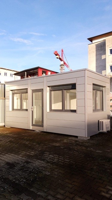 Verkaufspavillons - Bürocontainer mit Kasettenoptik Verkaufspavillons - Bürocontainer mit Kasettenoptik